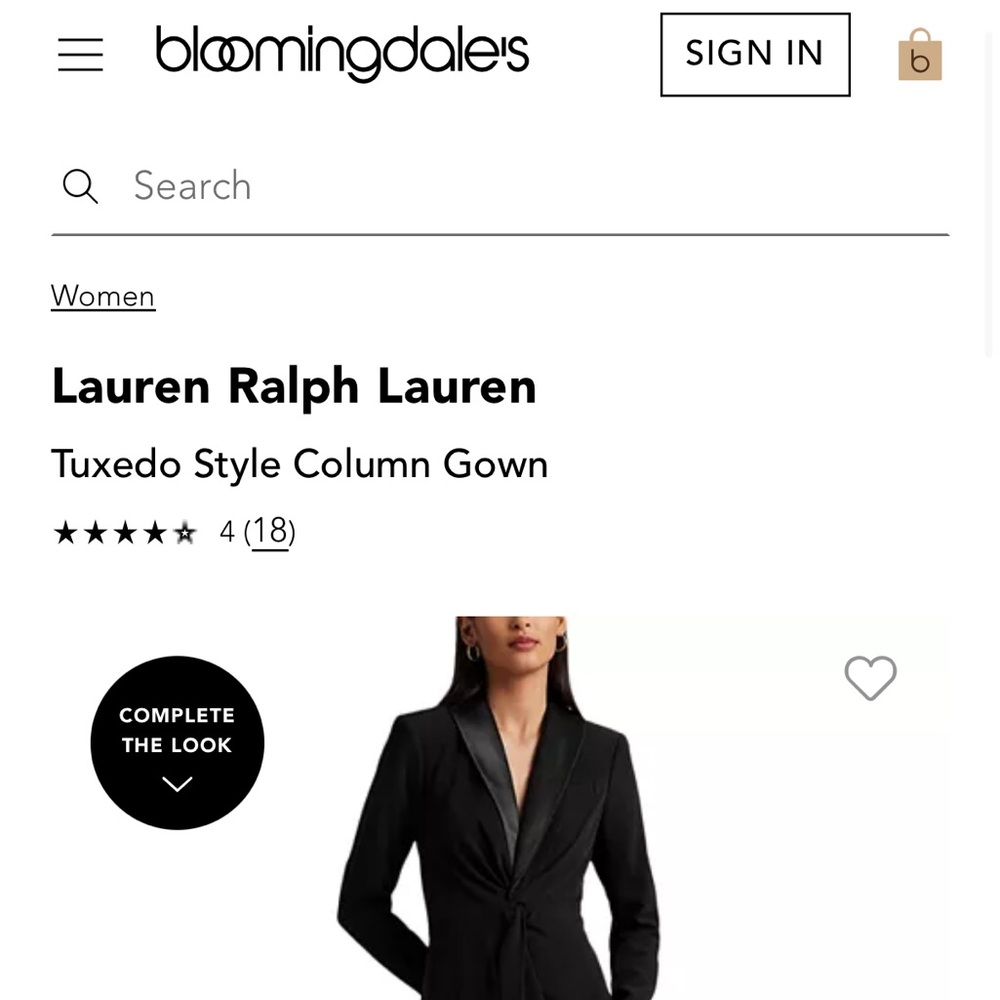 Lauren Ralph Lauren Tuxedo Style Gown